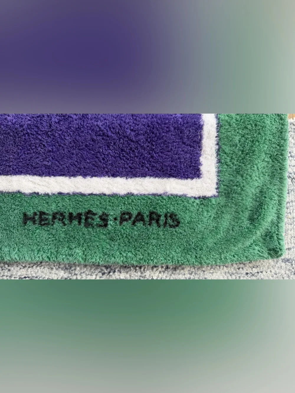 Hermes Purple and White Fish Beach Towel